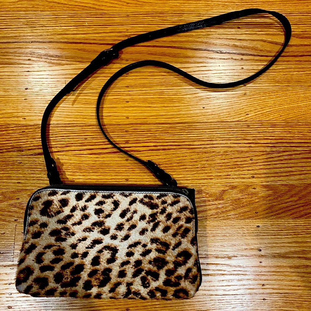 Madewell leopard leather shoulder crossbody bag